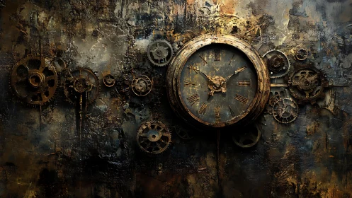 Weathered steampunk clock shares its tale of rust and time