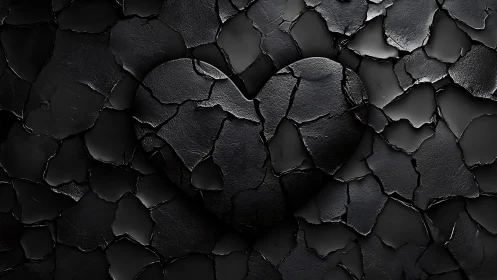 Cracked Black Surface. Fractured Texture Study.