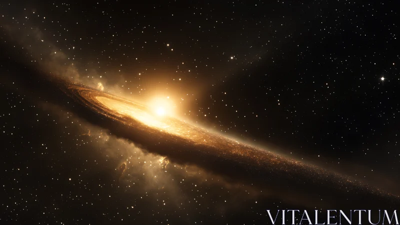 Spiral galaxy disk illuminated by central glowing star