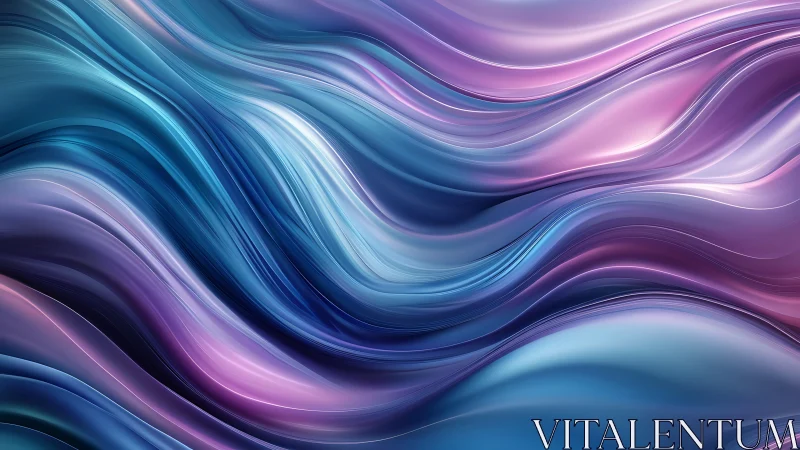Iridescent liquid waves with flowing teal and violet bands.
