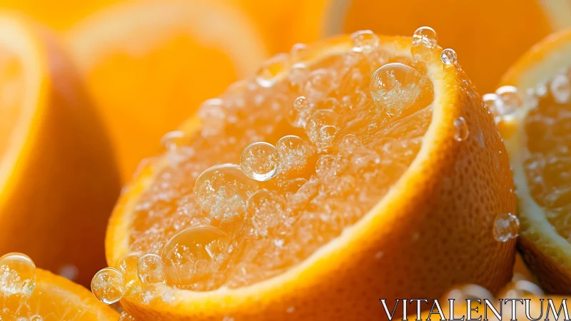 Sunlit Citrus Halves Sparkling With Bubbled Freshness.