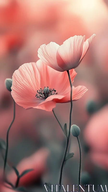 Gentle Poppies: Delicate Beauty in Soft Pink Hues
