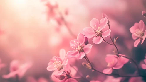 Soft Pink Blooms Dancing in Gentle Light.