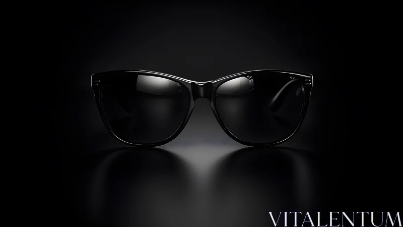 Classic black sunglasses on dark background, dramatic lighting.