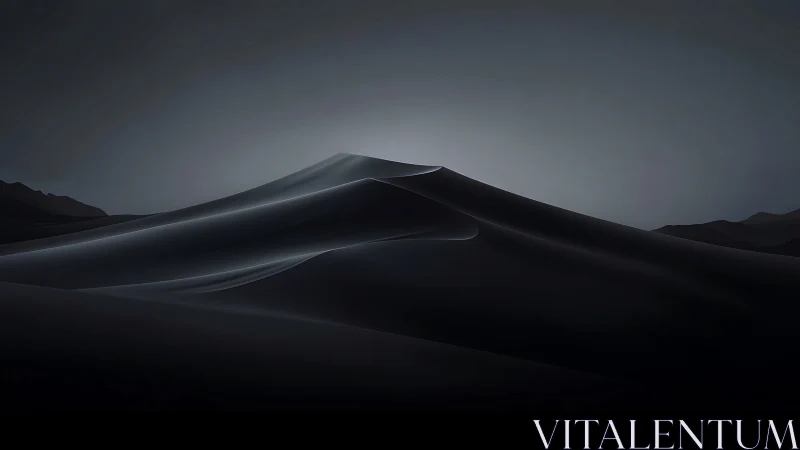 Nocturnal dune ridge under minimal lunar backlighting study.