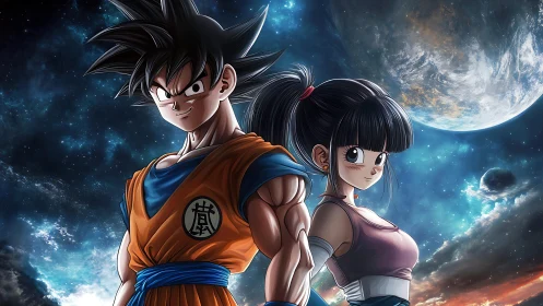 Starlit warriors trade quiet confidence beneath a bruised cosmos