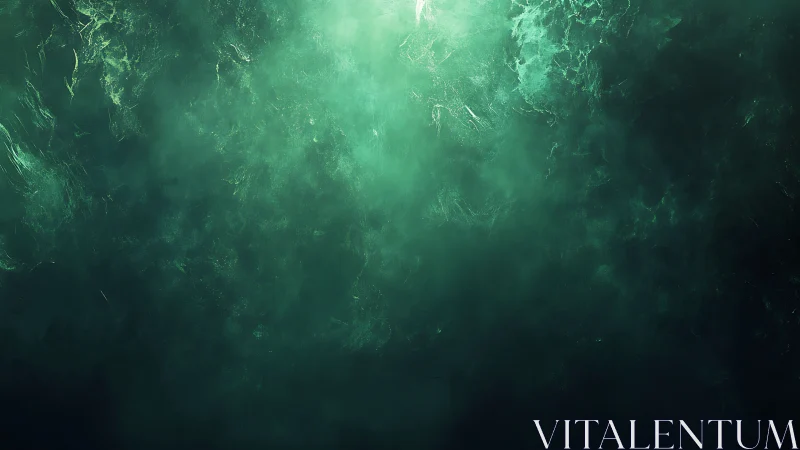 Emerald mist cloudscape forms deep atmospheric void