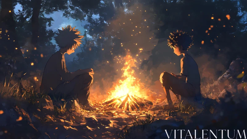 Two quiet dreamers trade stories with the whispering campfire