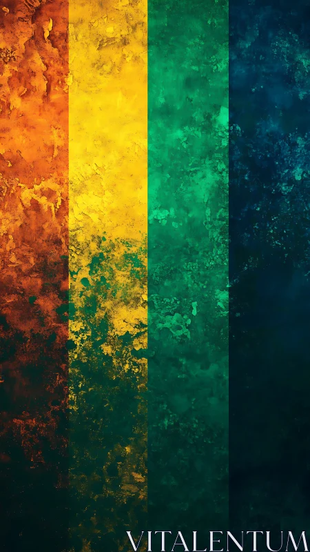 Rust-touched rainbow bands dissolve into deep ocean night.