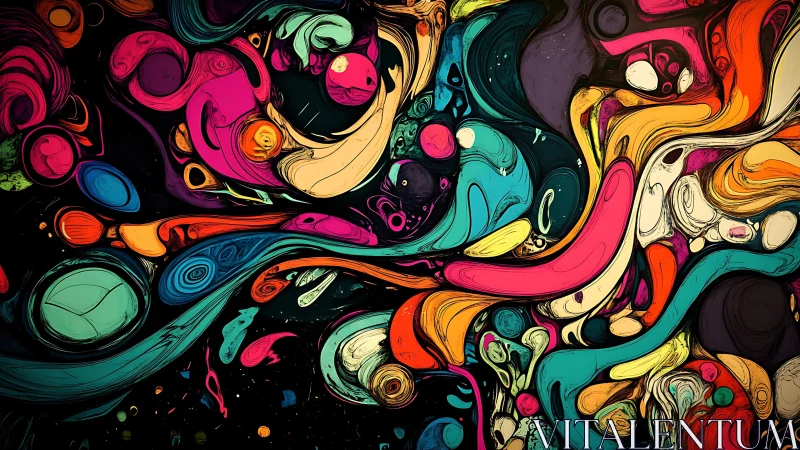 Chromatic vortex flows with cellular abstractions and vectorial swirls.