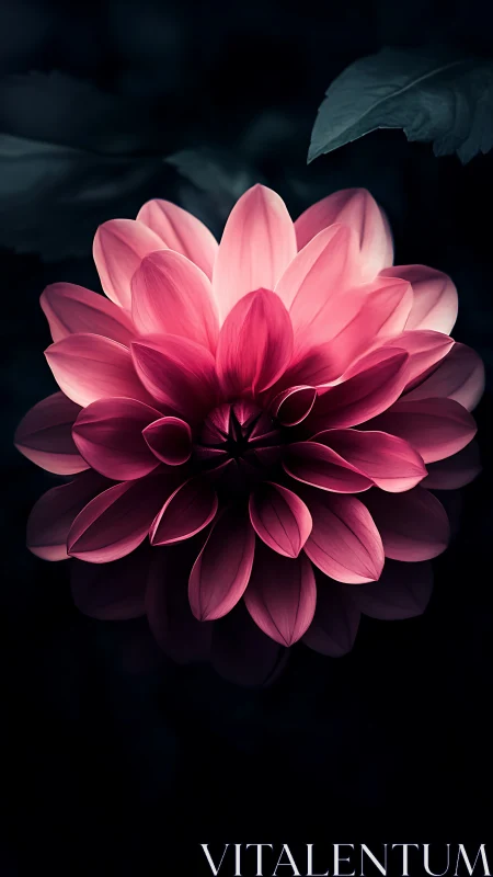 Pink Dahlia Against Dark Background