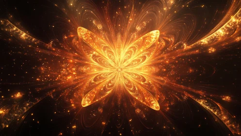 Symmetrical golden fractal pattern with radiating arcs.