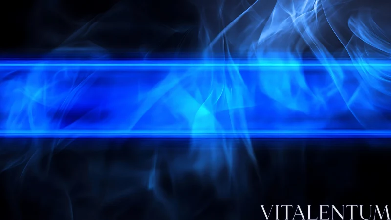 Electric blue energy band glows through drifting smoke