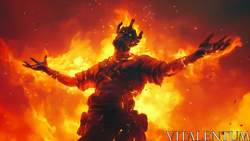 Fire crowned warlord rises roaring within infernal blaze