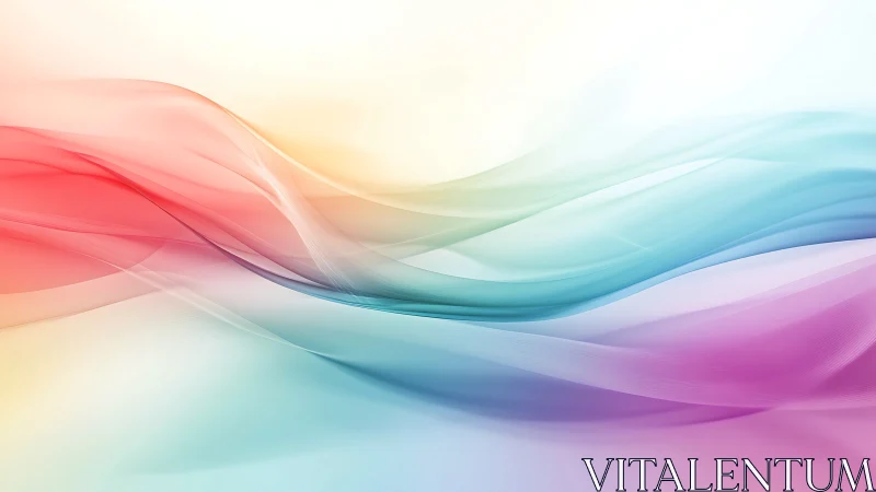 Soft rainbow waves drifting across a gentle pastel sky.