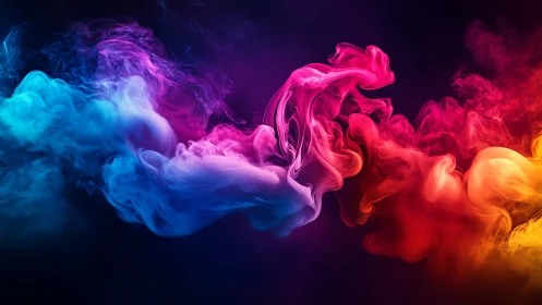Chromatic smoke plumes merge across a deep gradient void