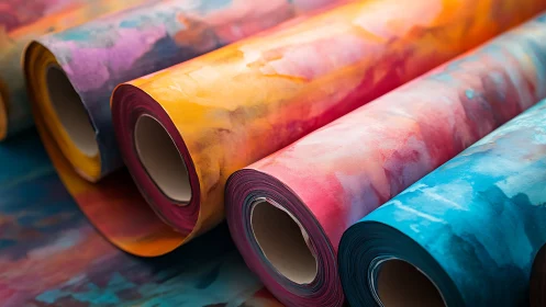 Rolled gradient art papers in vivid multicolor spectrum