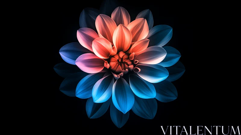 Dahlia flower rendered with radial gradient color transition