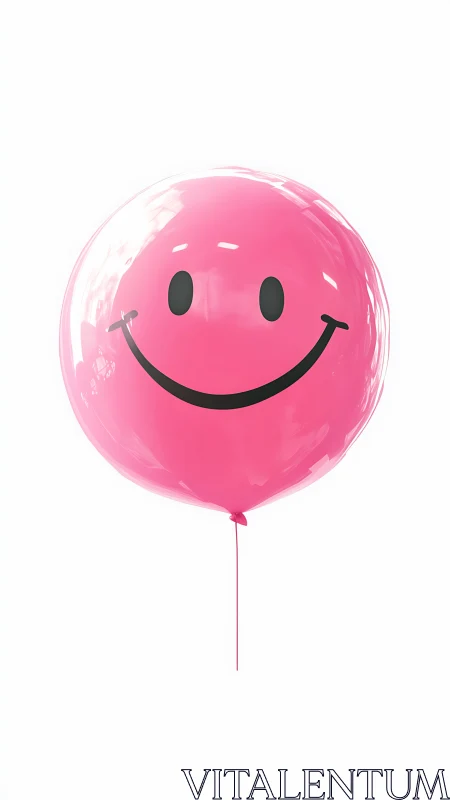 Cheerful pink smiley balloon spreading bright happy vibes.