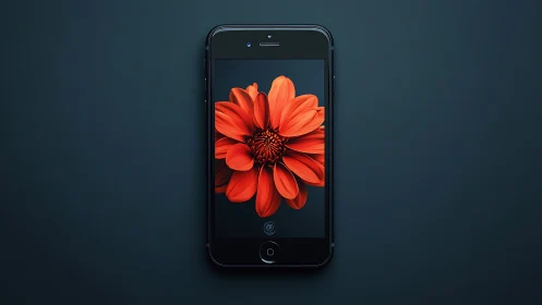 Crimson Bloom Glows Within Digital Glass.