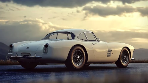 Retro grand tourer coupe rendered with cinematic 3D lighting.