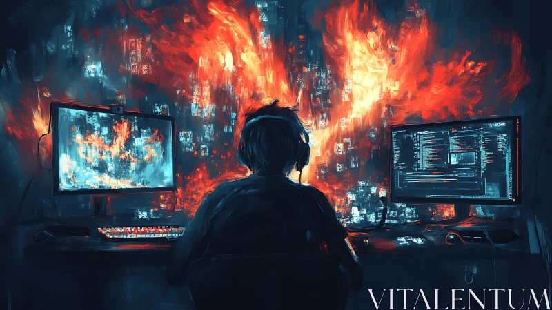 Hacker monitors burning code streams before digital firewall