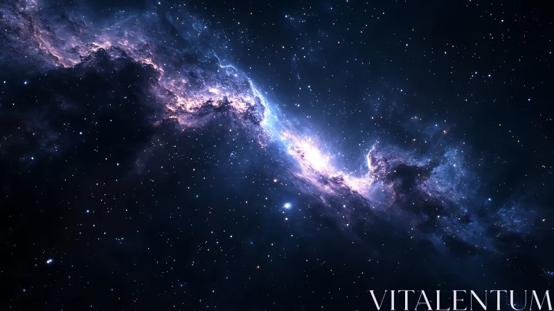 Starlit nebula river carving luminous paths through night.