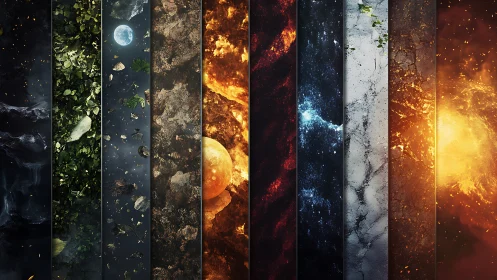 Elemental worlds collide in glowing cosmic slices of nature.