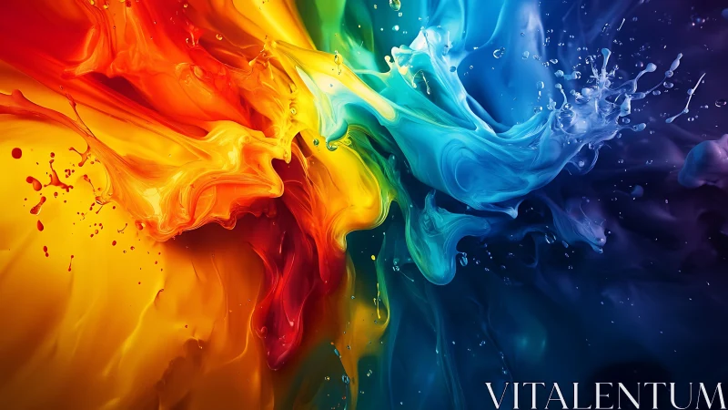 Explosive collision of rainbow liquid waves forms vivid spectrum