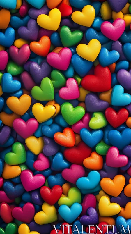 Vibrant 3D Rendered Colorful Heart Composition