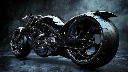 Midnight vortex superbike coiled in liquid chrome shadows.