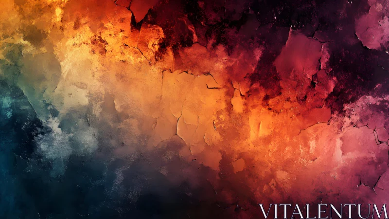 Vibrant Abstract Texture with Cracked Paint and Bold Colors.