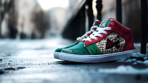 Streetwise sneakers whisper color into the frozen morning