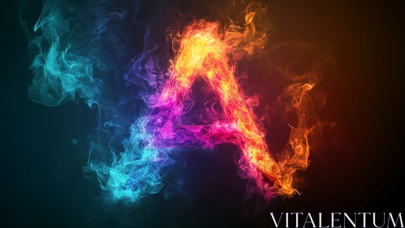 Neon fire gradient with cyan blue magenta and orange flames