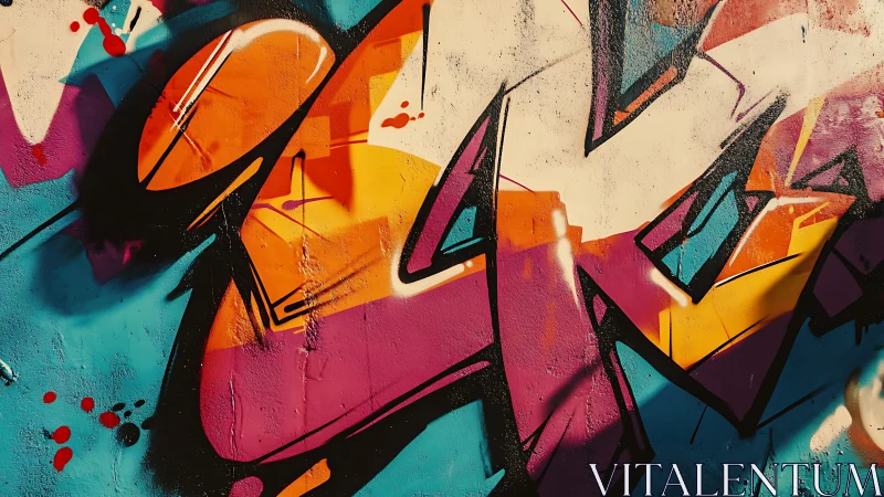 Sunlit graffiti geometry explodes in neon color shards on concrete.
