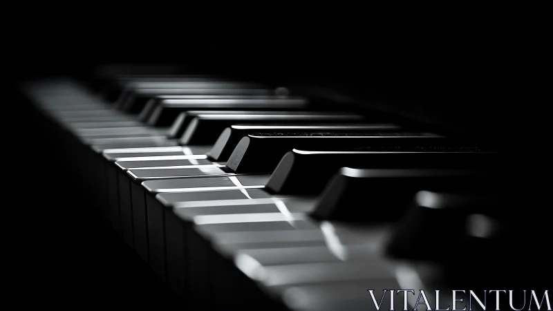 Low-key closeup of piano keyboard in dramatic side lighting