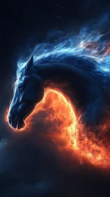 Starlit ember steed bends space with its burning mane