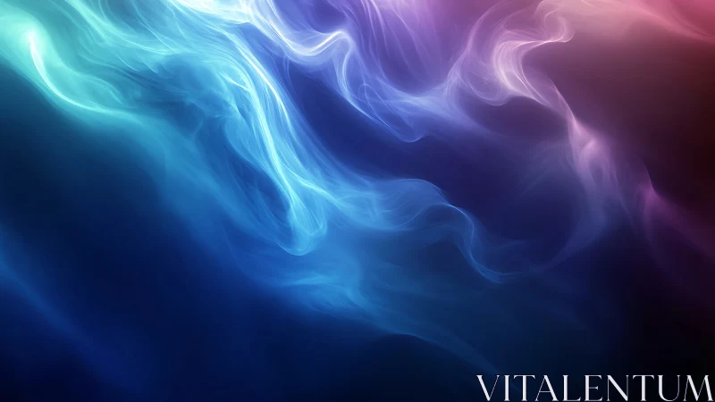 Shimmering waves of neon light drift gently across deep space