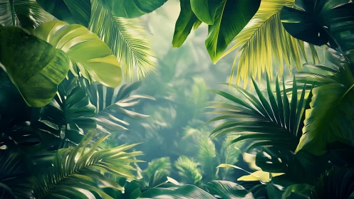 Sunlit jungle hideaway wrapped in lush green whispers.
