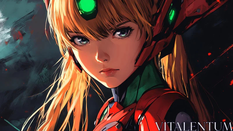 Cyber mech pilot portrait under neon combat lighting.