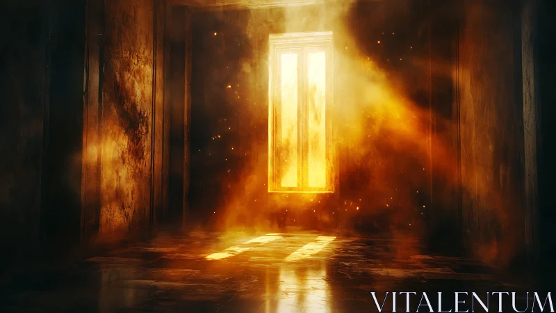 Brilliant light bursts through mystical doorway.
