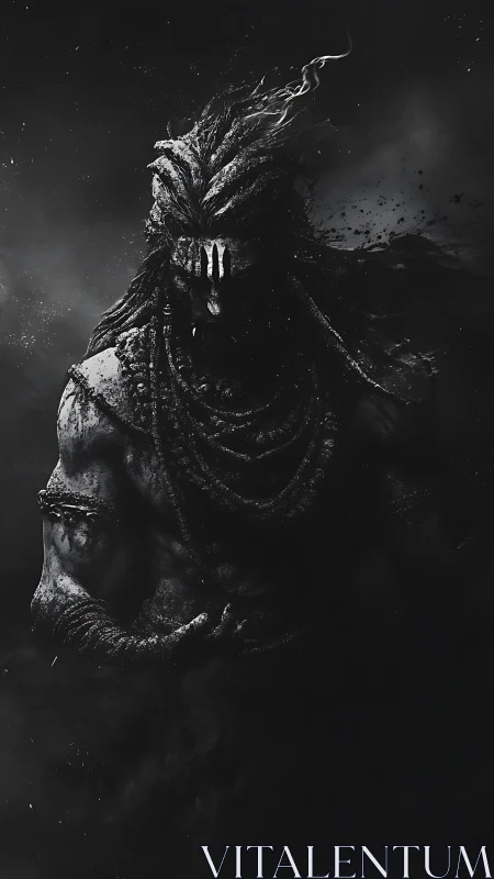 Shadow warlord rises from ash and voidlit stormfront.