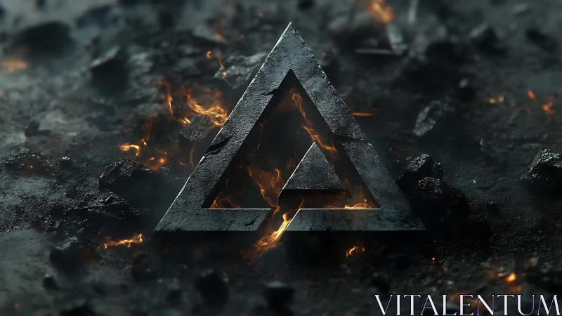 Stone Triangle with Embedded Fire and Ash