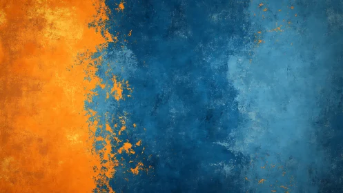 Dual-toned abstract wall with fractured orange and blue fields.