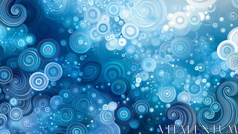 Blue concentric spiral circles form dense abstract digital field