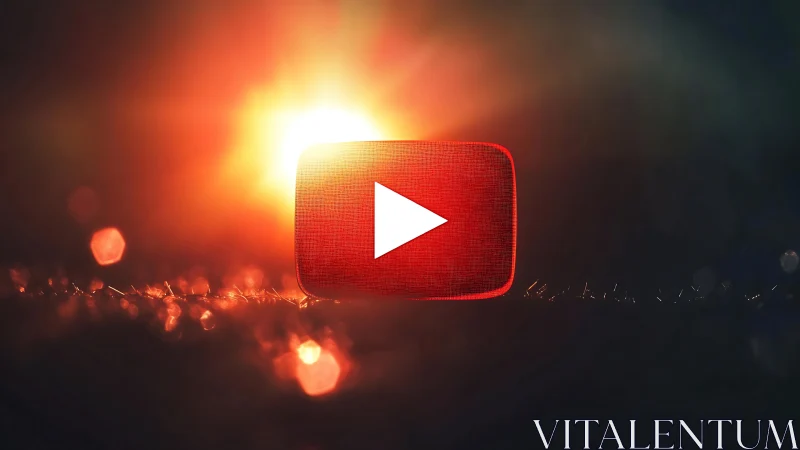 Glowing play button icon over cinematic bokeh background.