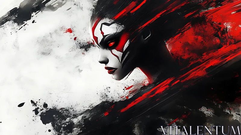 Abstract warrior portrait uses dynamic red-black motion streaks