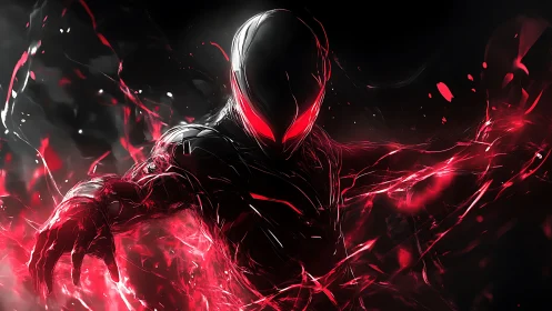 Crimson Void Wraith Surging Through Electric Darkness.