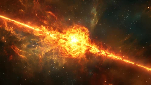 Starheart eruption hurls molten light across deep space.
