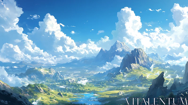 Sunlit fantasy mountains under oceans of wandering cloud.